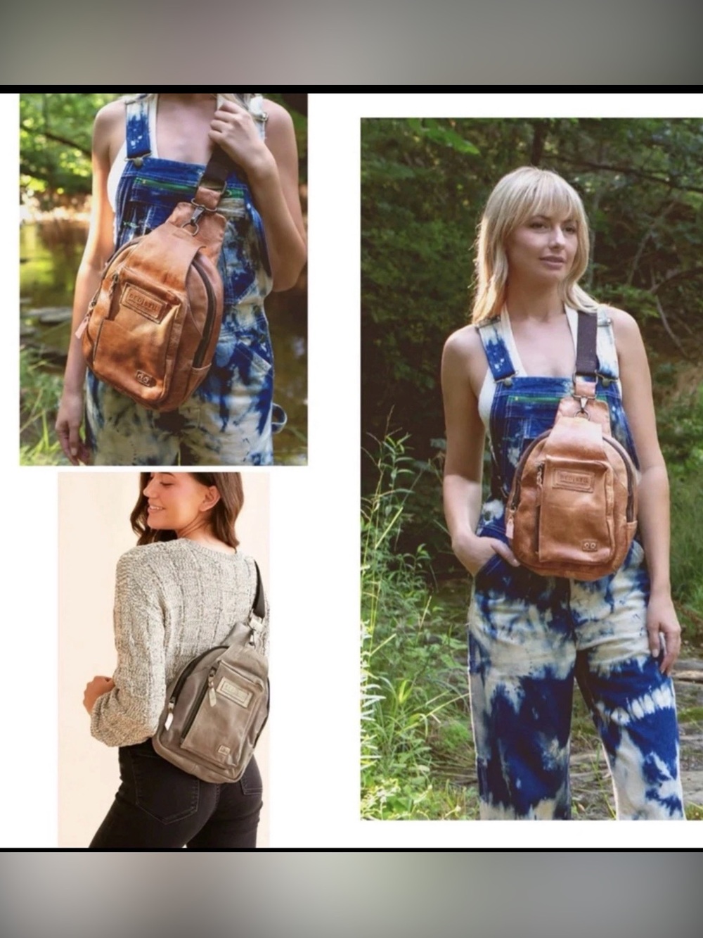 Bed Stu Leather Beau Unisex Backpack Sling Bag Tan Rustic MSRP $260 - Picture 14 of 14